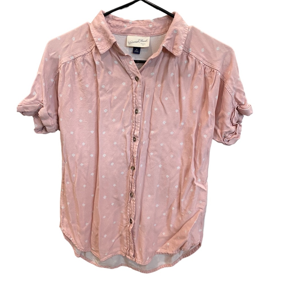 Womens Universal Thread Button up tie bottom shirt with white pattern size XS